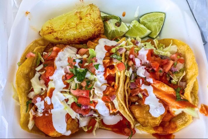 Baja style fish tacos